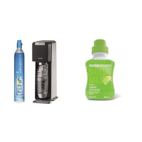 sodastream Source Power, Machine à Eau pétillante, Aluminium, Noir & Concentré Saveur Limonade 500ml