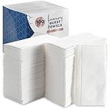Luxury Linen Feel Disposable Guest Hand Towels Soft & Absorbent Cloth Like Airlaid Paper Napkin for Bathroom, Kitchen, Weddings, Parties, Dinners or Events, White 100 Count by eDayDeal (100)