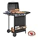 Outsunny 3+1 Burner Gas BBQ Grill with Built-in Thermometer, Lid, Portable Gas Barbecue Grill with Side Table, Shelf, Spice Rack, Wheels, Grease Cup for Garden Party Outdoor Cooking, Black