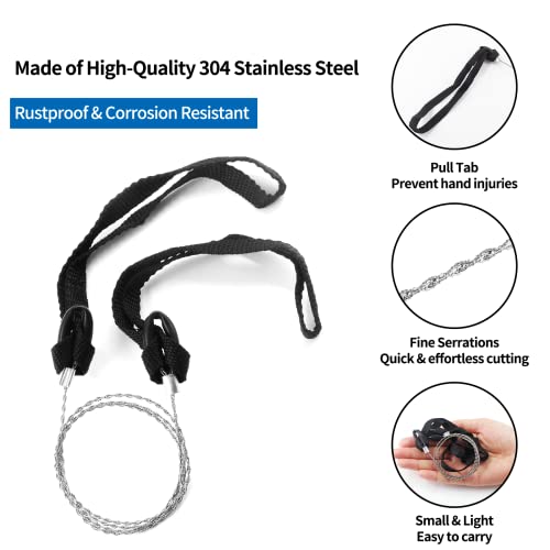 Bivethoi 3 Pack Stainless Steel Wire Saw Emergency Saw Kit, Camping Wire Saw Mini Backpacking Saw, Cable Cutting String Bone Rope Saw, Travel Chainsaw For Wood Cutting Hiking Hunting (Rope Handle) #TOP2