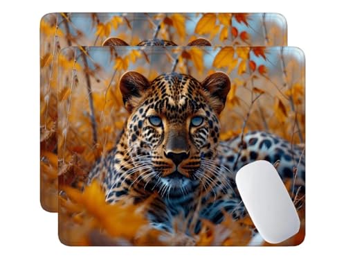 2 Pcs Alfombrilla de Ratón de 290x240x3 mm,Leopardo de las flores Mouse Mat Pequeña, Alfombrilla de Ratón Antideslizante con Base de Goma, Adecuado para Ratón de Oficina y para Gaming Desk Mat m-415