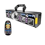 pakabi2025年新ディスコライトステージライトDJライト、5ヘッド6イン1レーザーステージライト、KTVバー、アニメーションストロボライト、パーティーディスコ、ウェディングDJパーティーやライブKTVファミリーパーティー誕生日ストアに最適(ブラック) (6 in 1 4ヘッドレーザーマジックボールライト)