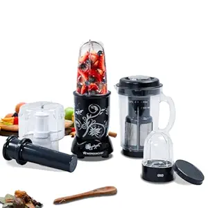 Wonderchef Nutri-blend Juicer, Mixer, Grinder & Chopper|400W 100% Full Copper Motor| Complete Kitchen Machine|4 Unbreakable Jars|2 Years Warranty|Recipe Book By Chef Sanjeev Kapoor|Black
