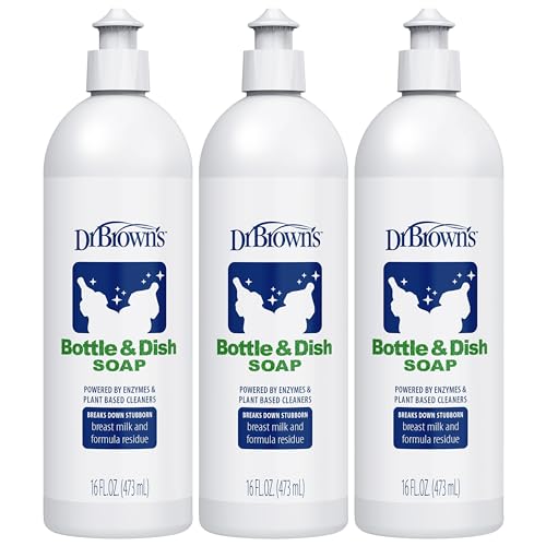 Image of Dr. Brown's Bottle & Dish Soap for Baby Bottles and Baby Accessories, Plant-Derived, Fragrance-Free, 16 fl oz, 3 Pack