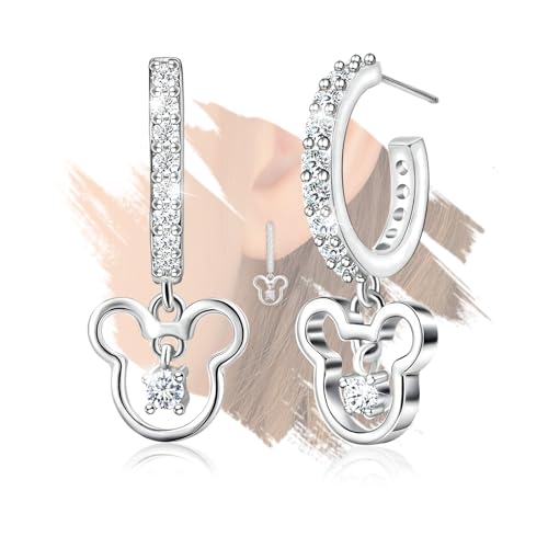 Mouse Earrings Sterling Silver Small Lovely Animal Stud Earrings for Women Hypoallergenic Cubic Zirconia Cute Stud Earring Sparkling Gifts for Sister