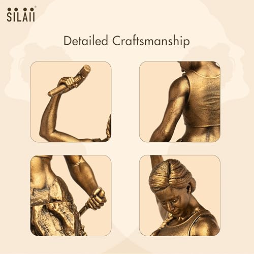Image of SILAII Self-Made Woman Sculpture - Inspirational Woman Statue | 12 Inch Height | Antique Bronze | Women Empowerment Decorative Showpiece for Home & Office Desk