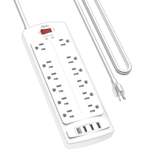 Power Strip, ALESTOR Surge Protector with 12 Outlets and 4 USB Ports(1 USB C Port), 10 Feet...