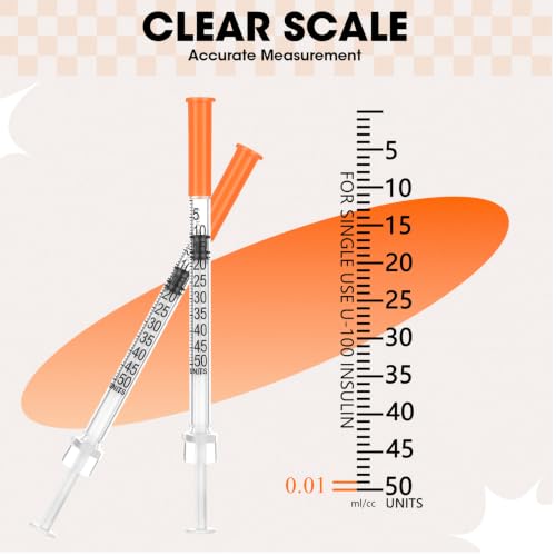 Image of 0.5ml Syringe with Cap, 31G 1 /3 inch 1 /2cc Syringes, Pack of 100
