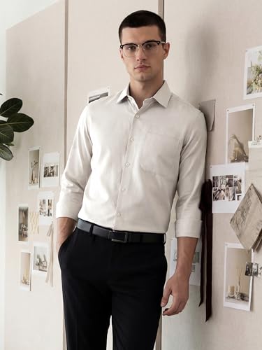 Image of Thomas Scott Men's Regular Fit Formal Shirt | 100% Cotton Long Sleeves | Spread Collar with Contrast Fabric (Available in Plus Size)