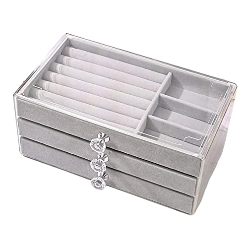 Generic Organizador de joias em acrílico transparente com 3 gavetas porta-joias de estojo para pente