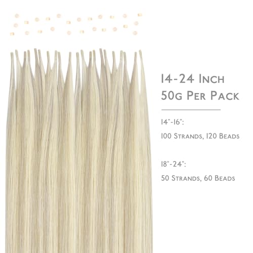 Image of WENNALIFE I Tip Hair Extensions Human Hair, 50g 50s 20 Inch Ash Blonde Highlighted Platinum Blonde Remy Itip Human Hair Extensions Invisible Itips Straight I Tips Fusion Extensions Real Human Hair