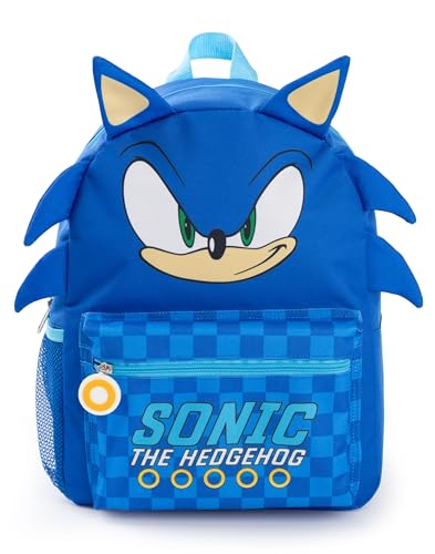 Sonic The Hedgehog Boys Backpack | Blue 3D Character Rucksack with Adjustable Straps | Gamer Practical & Organised Luggage Sports School Bag For Kids | Gaming Series Merchandise Gift