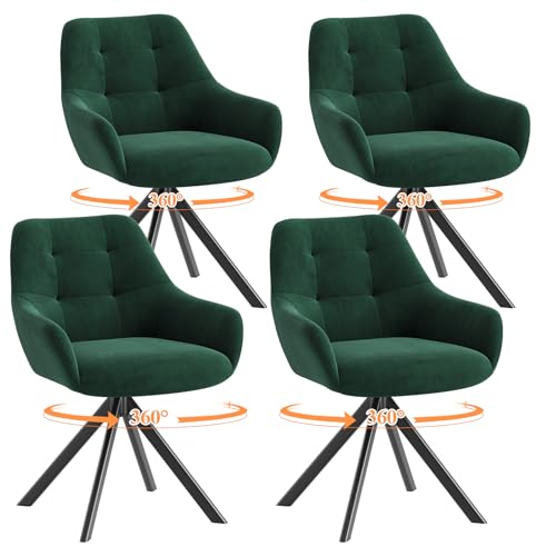 COLAMY Drehbare Esszimmerstühle 4er Set, Esszimmerstühle Drehbar mit Armlehne, Armlehnstuhl Drehbar mit Rückenlehne für Esszimmer,...