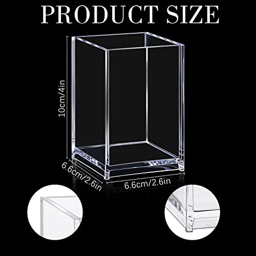 12 Pieces Clear Acrylic Pen Holder Makeup Brush Holder Desk Goth Accessories Holder Modern Organizer Storage Stationery Pen Organizer For Office School Home Supplies, 2.6 X 2.6 X 4 Inches #TOP1