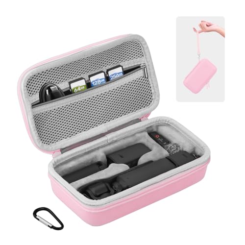 BRDRC Osmo Pocket 3 Case For Xtra Muse Portable Carrying Bag Protective Hard Storage Bag for DJI Osmo Pocket 3 Creator Combo/Xtra Muse Camera Accessories with Wrist and Carabiner (Pink)