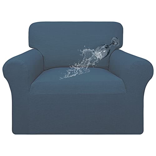 Easy-Going 100% Waterproof Oversized Chair Couch Cover, Dual Waterproof Sofa Cover, Stretch Jacquard Sofa Slipcover, Leakproof Furniture Protector for Kids, Pets, Dog and Cat, Bluestone Over
