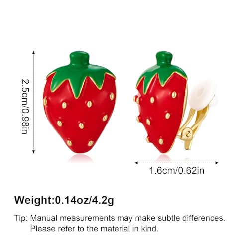 Aretes Clip On de Fresa para Mujer Rojo miniatura 6