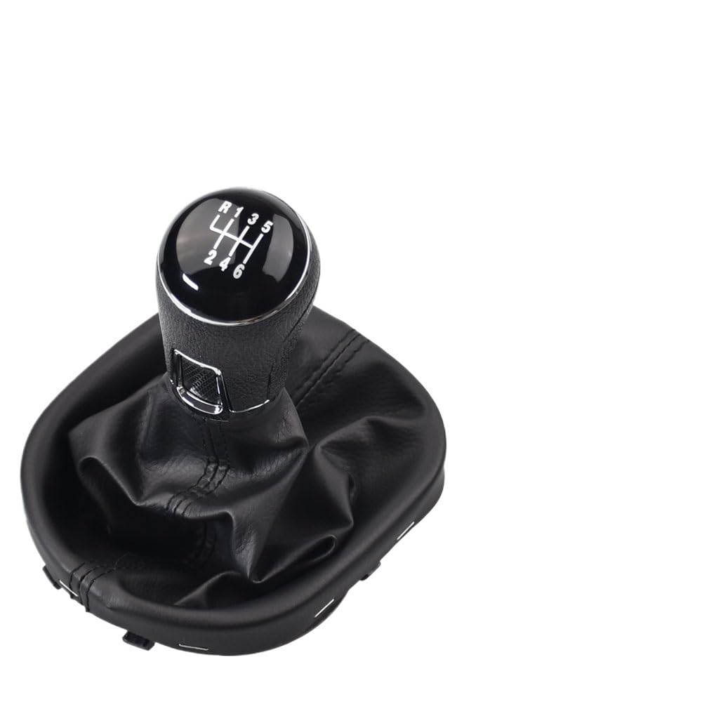 Ccqdgmd 6 Speed 5/ Manual Gear Shift Knob Lever Shifter With Leather Gaiter Boot For Vw For Touran 2003-2010 For Caddy Mk2 2004-2009(6 Speed)