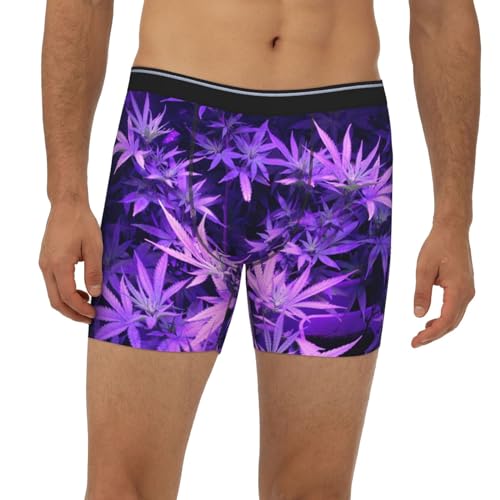 SEAEAGLE Purple Weed Marijuana Leaf Mens Boxer Briefs Extended Panties Sports Tight Underpants Breathable Elasticity2