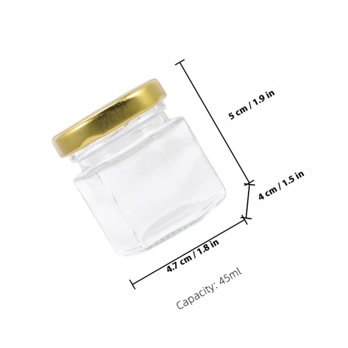 ULTECHNOVO 24 Stück Sechseckige Honiggläser 45ml aus Lebensmittelechtem Glas mit Dicht Schließendem Deckel als Kleine Marmeladengläser für Küche und Haushalt