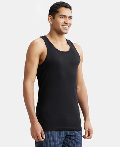 Image of Jockey 9922 Men's Super Combed Cotton Rib Racer Back Styling Round Neck Gym Vest (Pack of 2)
