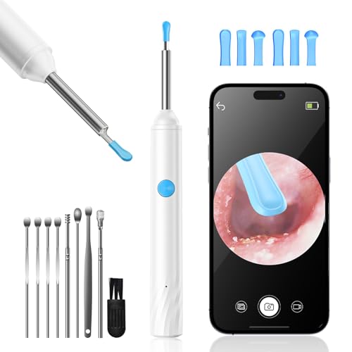 Ear Wax Removal Kit,1920P HD with Camera Ear Cleaner Remover Tool, WiFi Otoscope with 6 LED Lights & 6 Ear Spoons, Visual Ear Scope for iOS Android System