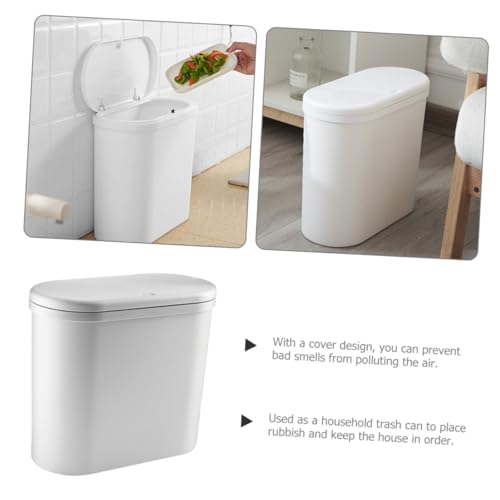 Caneca de basura de plástico con tapa diseño delgado miniatura 5