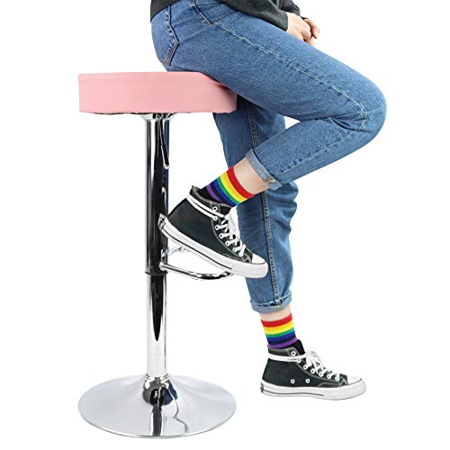Kktoner Round Bar Stool Pu Leather With Footrest Height Adjustable Swivel Pub Chair Home Kitchen Bar Stools Backless Stool (Pink) #TOP6