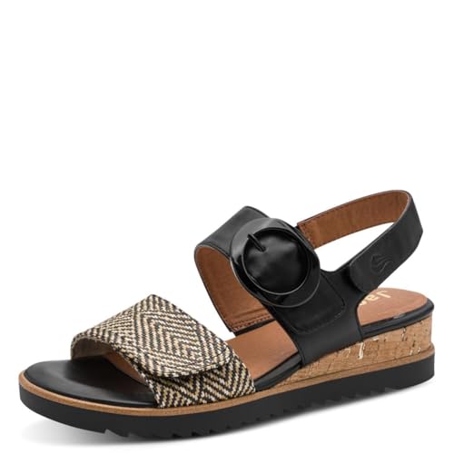 Sandales compensées Jana Wedge noir et naturel en taille 36