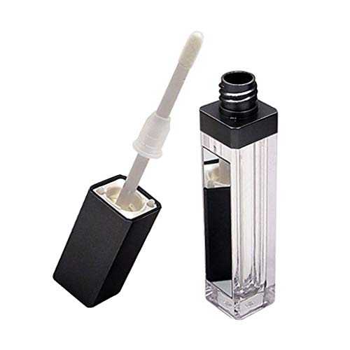 yotijar 7ml Empty Lip Gloss Tubes, Clear Refillable Lip Balm Bottles Container with LED Light and Mirror for DIY Lip Balm Lipstick Makeup Cosmetic - Clear+Black