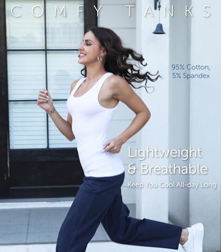 Comfneat Women's 4-Pack Slim-Fit Basic Tanks Cotton Casual Comfy Top Underwear Vests2
