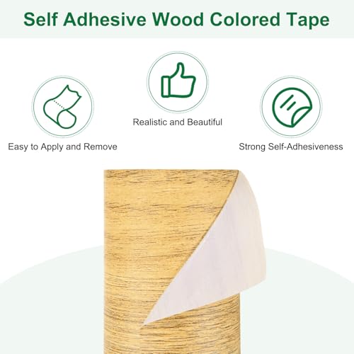 Image of M METERXITY 2-Roll Wood Grain Repair Tape, 3.15in x 15ft Textured Realistic Self-Adhesive Wood Floor Tape Contact Paper for Furniture /Floors /Home [Golden Camel Oak]