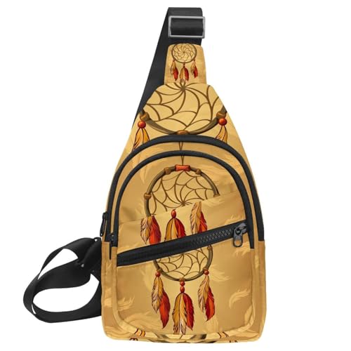 Bolso bandolera de hombre con flores bohemias, mochila cruzada impermeable en negro y blanco