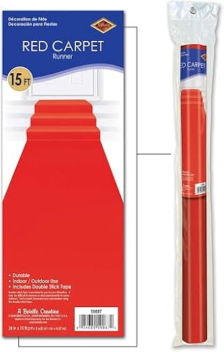 Beistle Red Carpet Aisle Runner - 24 Inch By 15 Foot, Non-Woven Polyester Fabric, Includes Double-Stick Tape, 1-Pack #TOP7