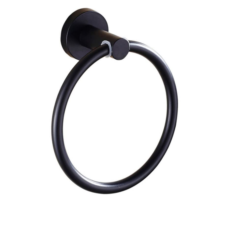 Porte-serviettes anneau noir mat suspendu en acier inoxydable 304