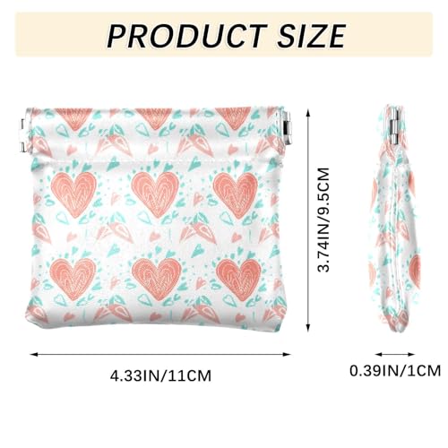 Flowers and Heart Coin Purse Leather Pouch Change Purse, Squeeze Coin Pouch for Cards, Keys & Lipsticks, Unisex3