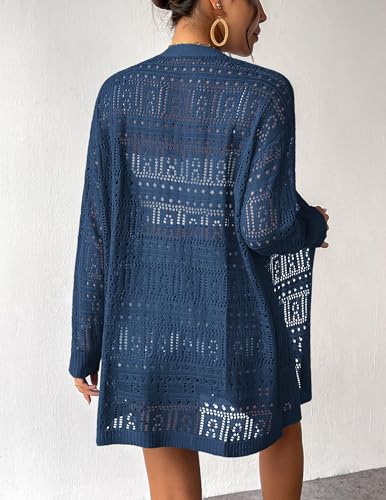 Image of Zeagoo Womens 2026 Summer Crochet Cardigan Sweaters Lightweight Long Sleeve Open Front Kimono Boho Knit Cover Ups