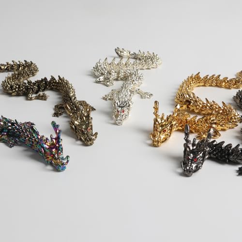 LIYAOLI 5-Pc Metal 3D Chinese Dragon Figurine Set