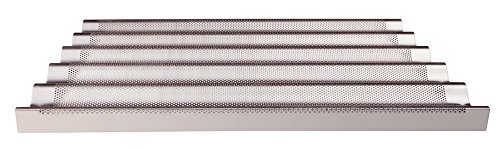 Pentole Agnelli COAL49B60 Teglia Microforata per Baguettes, in Alluminio, 60 cm, Argento