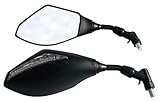  Lenker Spiegel Set mit LED Blinker Schwarz für Motorrad Roller Quad E-Prüfzeichen