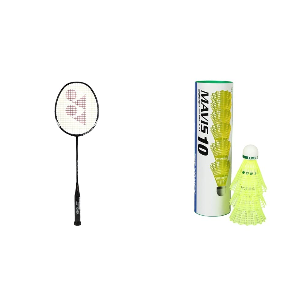 YONEX Carbon Fiber, Graphite Muscle Power 29 Badminton Racquet with Full Cover (G4, 85-89.9 Grams, 28 Lbs Tension) and Mavis 10 Nylon Shuttlecock, Yellow, Pack of 6 - Made in Japan (Green Cap) (B08ZN4FSL4) Amazon Price History, Amazon Price Tracker