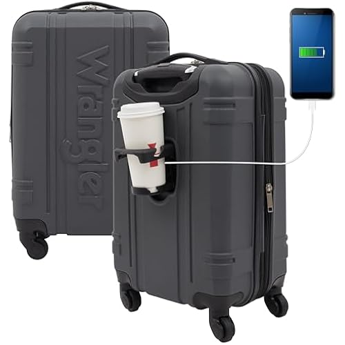 Wrangler Astral Hardside Luggage, Dark Shadow, 22-Inch Carry-On