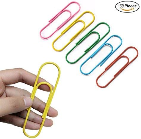 4 Inches Paper Clips,Jumbo Metal Paper Clips,Paper Needle Multicolor Bookmark,30pcs Office Supply for DIY,Work,5 Colors 100mm by Cydnlive (4-Inches)