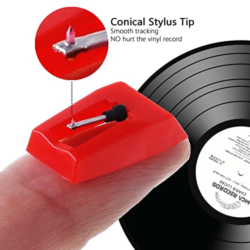Record Player Needle, 3pcs Record Player Needles Stylus Replacement for Crosley, Victrola, Jenson, ION Vinyl Record Player (onesize, Red)