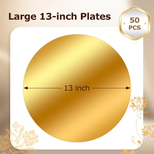 50 Pack Gold Round Paper Placemats 13 Inch, Disposable Table Decor by Etersky - Used condition - Image 4