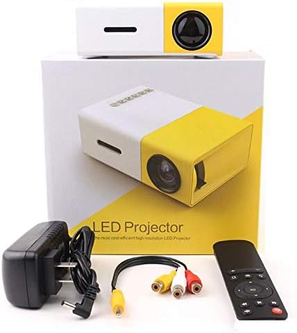 Osray Mini Portable LED Projector, Smartphone Pocket Projector with AV USB SD HDMI for Video/Movie/Game/Home Theater Video Projector (Yellow)