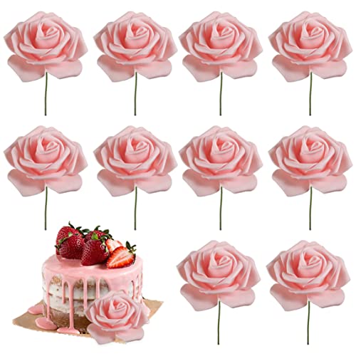 Adornos para Tartas para el Día de la Madre, Adornos para Tartas para el día de la Mujer, con Flores de Rosas para decoración de Fiesta Madre del Festival de la Diosa 3.8, 10 Piezas de 7, 5 x