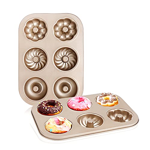 Beasea Donut Molds for Baking 6-Cavity, 2 Count Mini Small D...