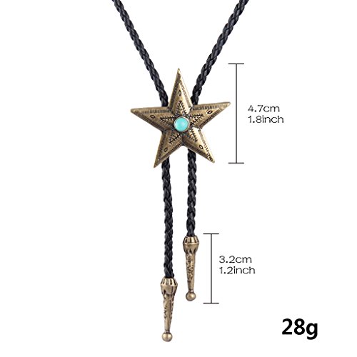 Image of GelConnie Bolo Tie for Men Women Western Cowboy Turquoise Leather Necktie | Natural Stone Bolo Tie Necklace for Women Rodeo Cowboy Leather Necktie Native American Western Cowgirl Ties Adjustable Cord