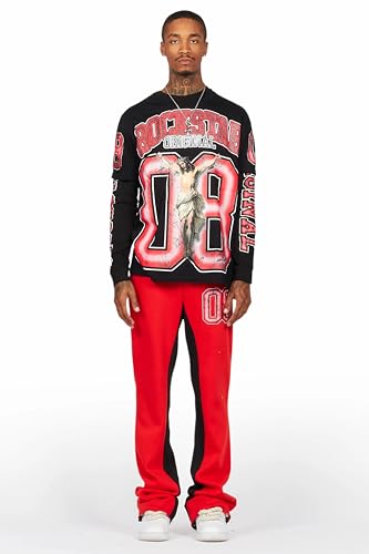Men's Fields Black/Red Double Layer T-Shirt/Baggy Pant Set2